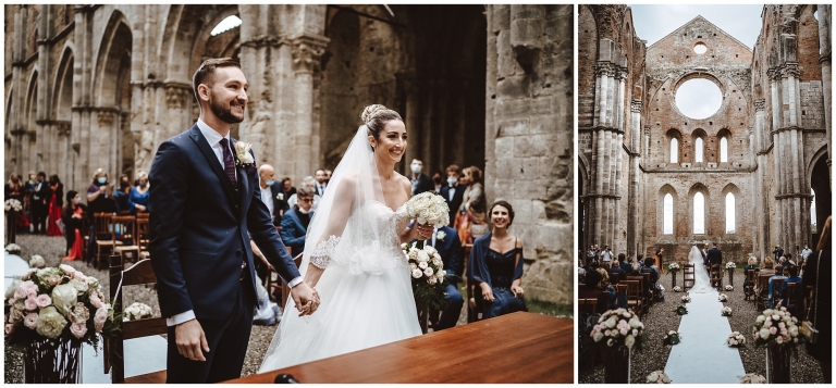 Una cerimonia del tè per un matrimonio all'Abbazia di San Galgano